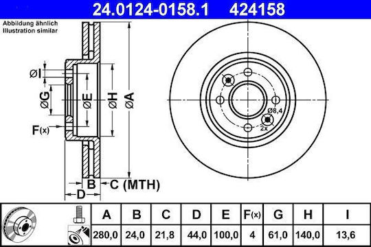 Renault Clio Ii Bb0 1 2 Cb0 1 2 Ate 24012401581 Brake Disc