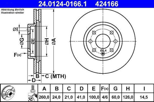 Opel Combo Tour Brake Disc Ate 24012401661