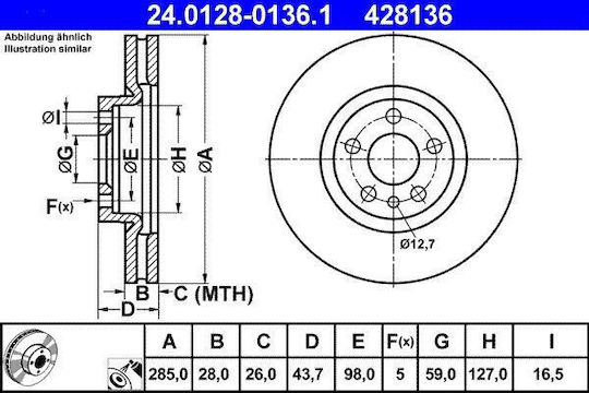 Диск за спирачни накладки на Citroen C8 Ea Eb Ate 24012801361