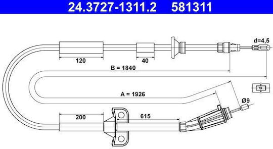 Handbremsseil Volvo S60 I Ate 24372713112