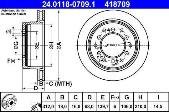 Disc de frână Toyota Land Cruiser Lj12 Kzj12 Trj12 Kdj12 Grj12 Ate 24011807091