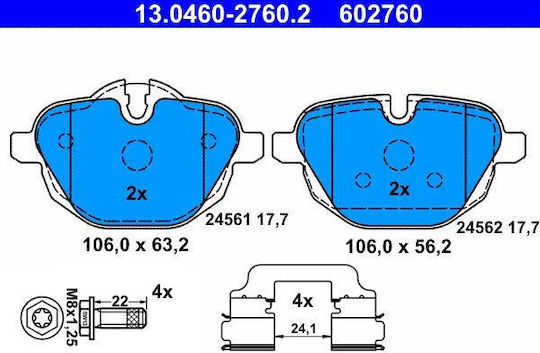 Bmw 5 F10 F18 Ate 13046027602 Brake Pads