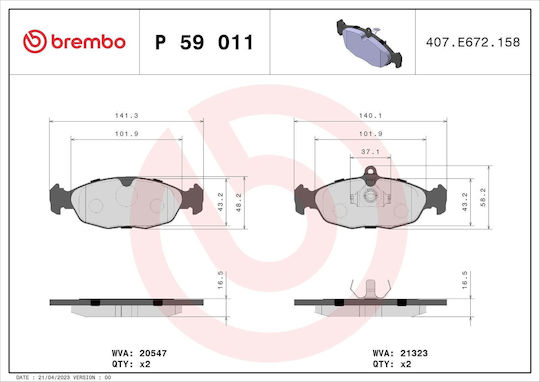 Brake Pads Chevrolet Corsa Combi Brembo P59011