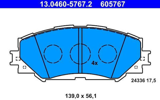 Plăcuțe de frână ATE pentru Toyota Auris Nre15 Zze15 Ade15 Zre15 Nde15 13046057672