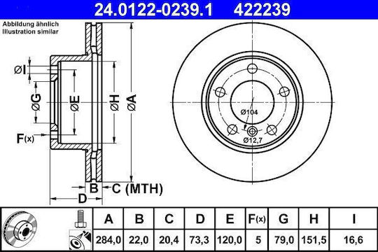 Bmw 1 E81 Brake Disc Ate 24012202391