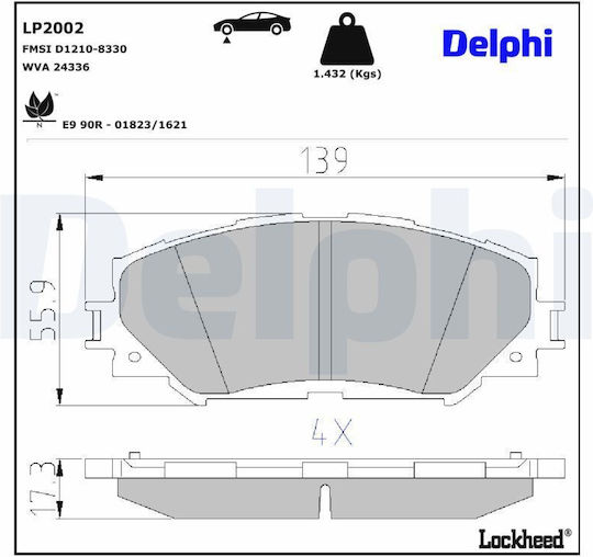 Delphi Σετ Τακάκια Πίσω για Toyota Lexus