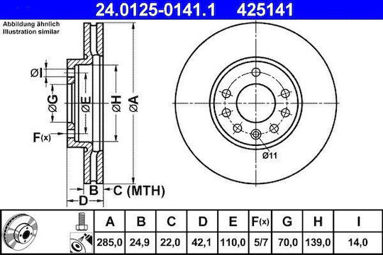 Brake Disc Fiat Croma 194 Ate 24012501411