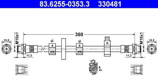 Brake Hose Vw Transporter Iv Bus 70xb 70xc 7db 7dw 7dk Ate 83625503533