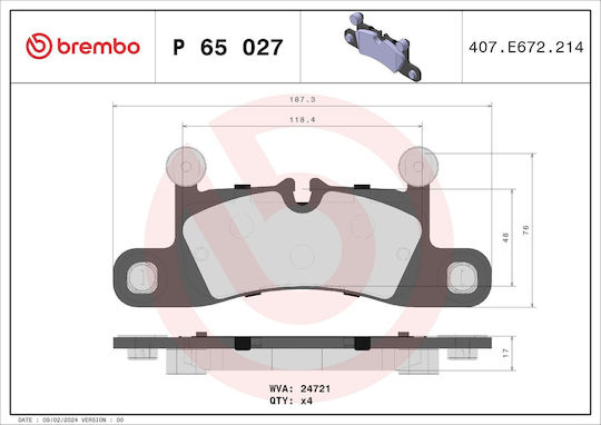 Vw Touareg 7p5 накладки за спирачки Brembo P65027