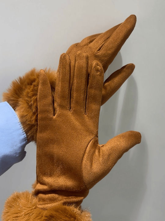 Women's Fleece Touch Gloves with Fur Brown Lining Women's Fleece Touch Gloves with Fur Brown Lining