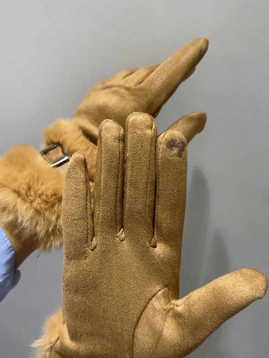 Women's Fleece Touch Gloves with Fur Brown Lining Women's Fleece Touch Gloves with Fur Brown Lining