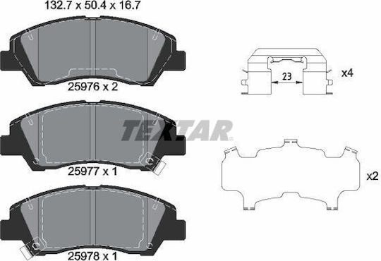 Front Brake Pads Textar Hyundai Accent Iv I10 Ii Iii Kia Ceed Soul Ii 132.7x50.4x16.7 Mm