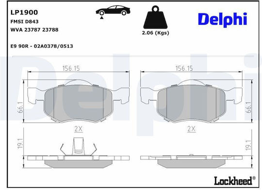 Delphi Σετ Τακάκια Εμπρός για Bentley Continental Ford Maverick / Escape Mazda Tribute