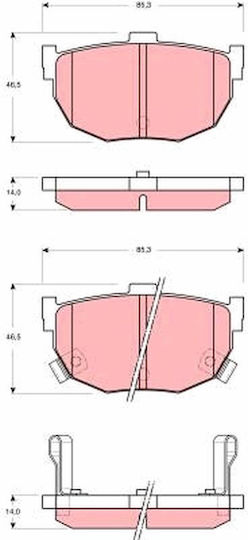 Trw Automotive Rear Brake Pads Set Kia Cerato I Nissan Bluebird Maxima Iii 46.5x85.3x14.0 Mm Wear Sensor Yes