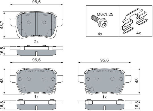 Bosch Brake Pad Rear 2pcs for Opel Adam / Corsa