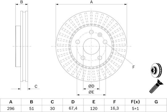 Bosch Brake Discs Front 2pcs for Chevrolet Malibu Opel Insignia Saab 9-5