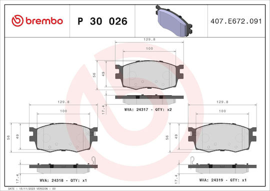 Brembo Σετ Τακάκια Εμπρός για Hyundai Accent Kia Rio