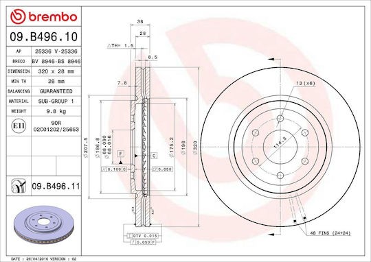 Disc de frână Brembo pentru Nissan Navara D40 09b49611