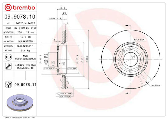 Renault Megane Ii Bm0 1 Cm0 1 Brembo 09907811 Brake Disc