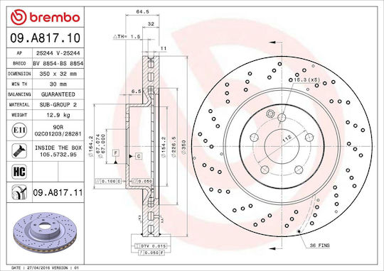 Mercedes-benz E-class W211 Brembo Brake Disc 09a81711