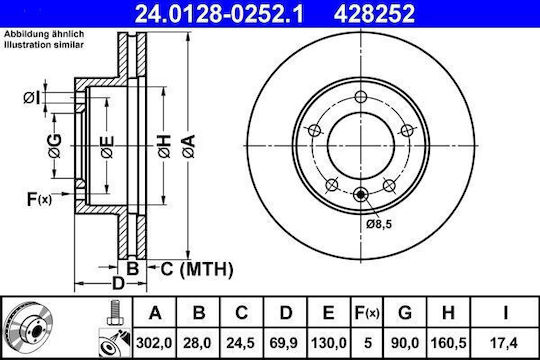 Opel Movano B Bus Brake Disc Ate 24012802521