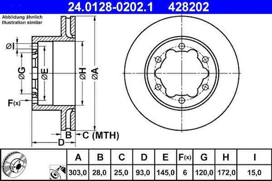 Brake Disc Mercedes-benz Sprinter 4 6-t Body 906 Ate 24012802021