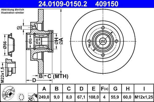 Disc de frână Citroen C4 I Lc Ate 24010901502