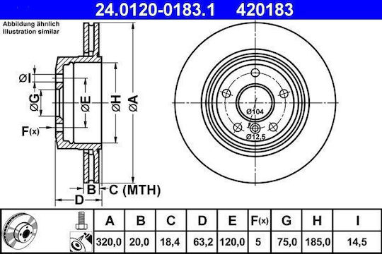 Disc de frână Ate Bmw 5 E60 24012001831