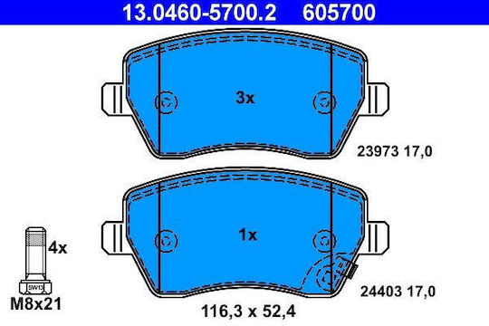 Opel Agila B H08 Ate 13046057002 Brake Pads