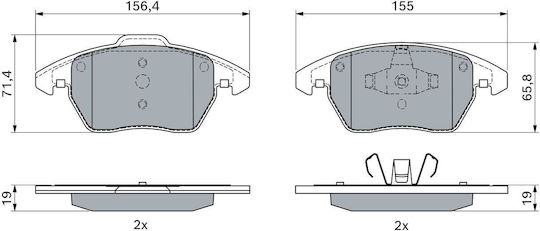 Bosch Brake Pad Front 1pcs for Audi A1 Seat Ibiza Skoda Citigo Volkswagen Beetle / Polo