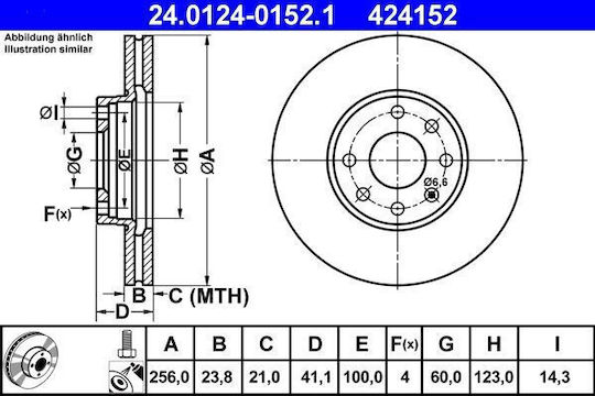 Opel Astra G Cabriolet F67 Brake Disc Ate 24012401521