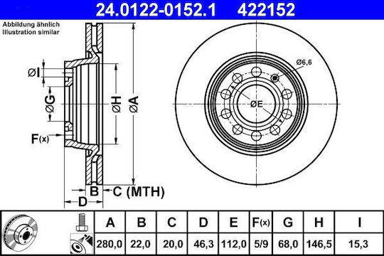 Brake Disc Audi A4 8d2 B5 Ate 24012201521