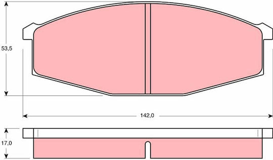Trw Automotive Front Brake Pads Nissan Patrol Urvan 53.5mm Height 142.0mm Width 17.0mm Thickness