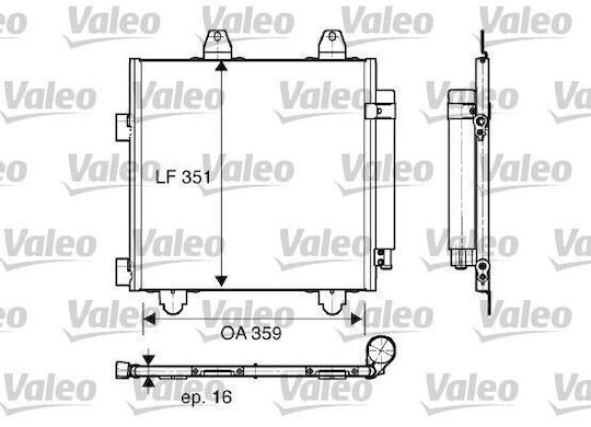 Valeo Air Conditioning Condenser Aluminum 359.0mm x 351.0mm x 16.0mm Cold Air for Citroen C1 Peugeot 107 Toyota Aygo 1.4hdi 06.05