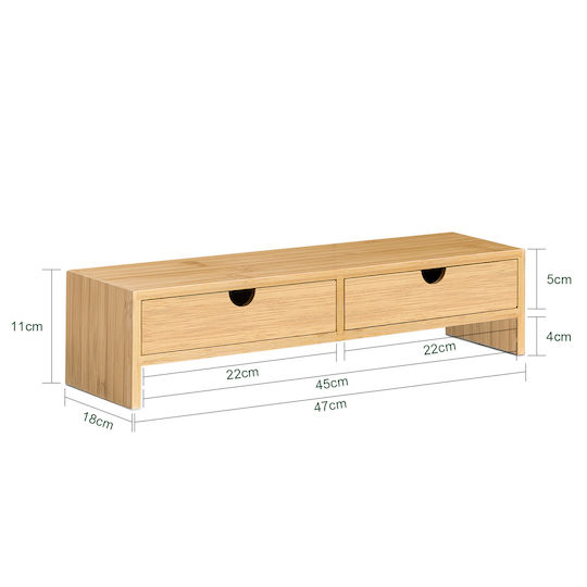 HomCom Bamboo Stand Стойка Монитор 47x18x11cm Кафява