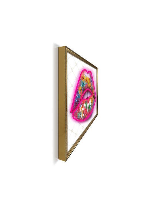 Painting "Neon Lips" Neon Led Lighting 70x50 Cm