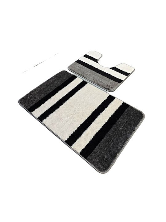 Kotonia Home Antiderapant Set Covorașe de Baie Negru 50x80buc 2buc