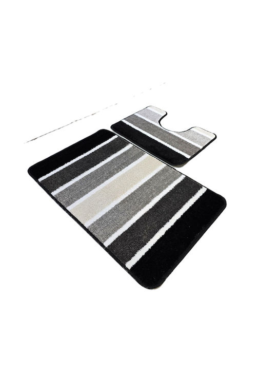 Kotonia Home Antiderapant Set Covorașe de Baie Gri 50x80buc 2buc