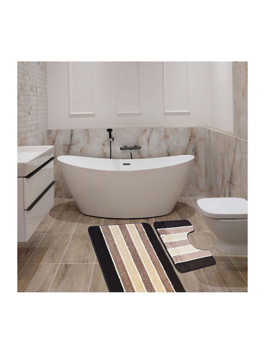 Kotonia Home Antiderapant Set Covorașe de Baie Maro 50x80buc 2buc