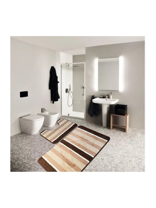 Kotonia Home Antiderapant Set Covorașe de Baie Maro 50x80buc 2buc