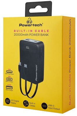 Powertech PT-1504 Power Bank 20000mAh 22.5W με Θύρα USB-A Power Delivery / Quick Charge 4.0 Μαύρο
