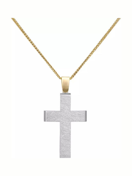 Weißgoldener Kreuz 9K Beidseitig