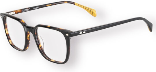 Le Parc Eisenman 01 Men's Acetate Prescription Eyeglass Frames Square Black-Brown Tortoise