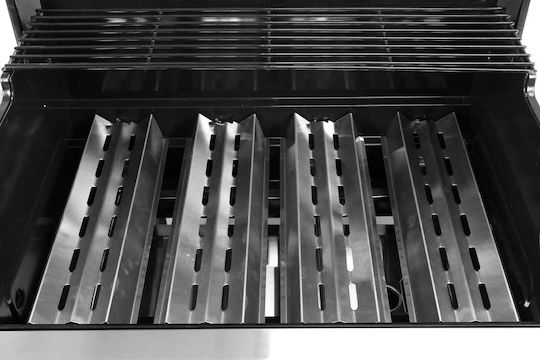Yato Gasgrill Gusseisen Rost 65cmx46cmcm mit 5 cm 17.5kW und Seitenbrenner