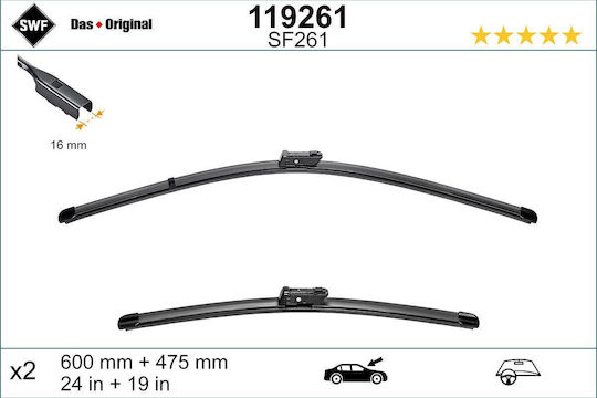 SWF Front Set Car Wiper Blades 600mm/480mm for Volkswagen Golf
