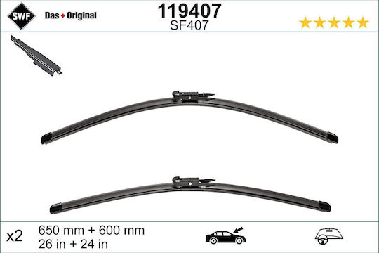 SWF Visioflex Front Set Car Wiper Blades 650mm Passenger Wiper Length 600mm