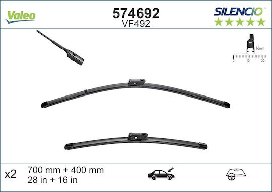 Valeo Silencio Set Ștergătoare Auto Față 700mm/400mm pentru Ford Turneo Connect / Tranzit Connect