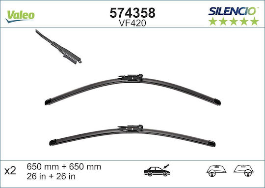 Valeo Silencio X.trm x2 Front Set Car Wiper Blades Auto 650mm