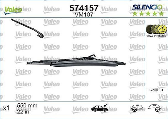 Valeo Silencio Performance Spoiler Driver Car Wiper 550mm for Mercedes-Benz SLK / Vaneo Chrysler Sebring Citroen Xsara BMW X3 (E83)