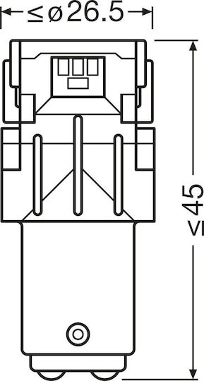 Set 2 Becuri Auxiliare LED 12V P21/5W Roșu Bli Osram